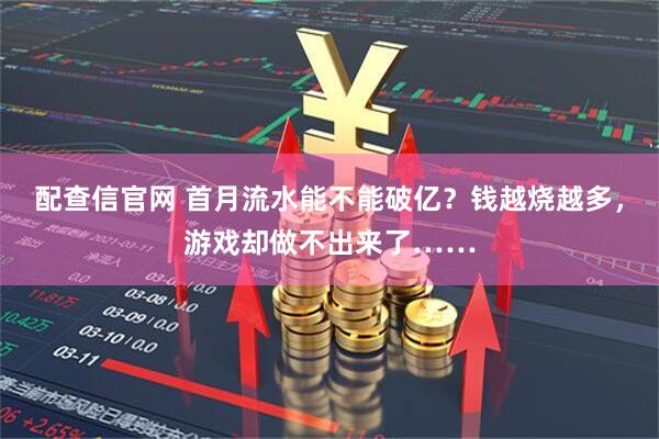 配查信官网 首月流水能不能破亿？钱越烧越多，游戏却做不出来了……